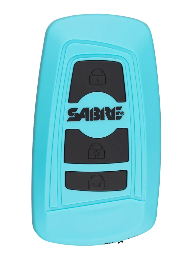 Sabre S1013TQ 3-In-1 Stun Gun Safety Tool Teal Polymer 1.15 uC Pain Rating Features Built in Flashlight