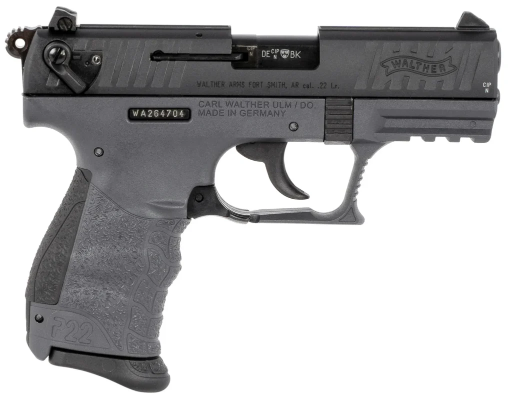 Walther Arms 5120765 P22 Q 22 LR 10+1 3.42" Black Steel/Threaded Barrel, Matte Black Tenifer Serrated/Steel Slide & Tungsten Gray Polymer Frame w/Picatinny Rail, Black Interchangeable Backstrap Grips