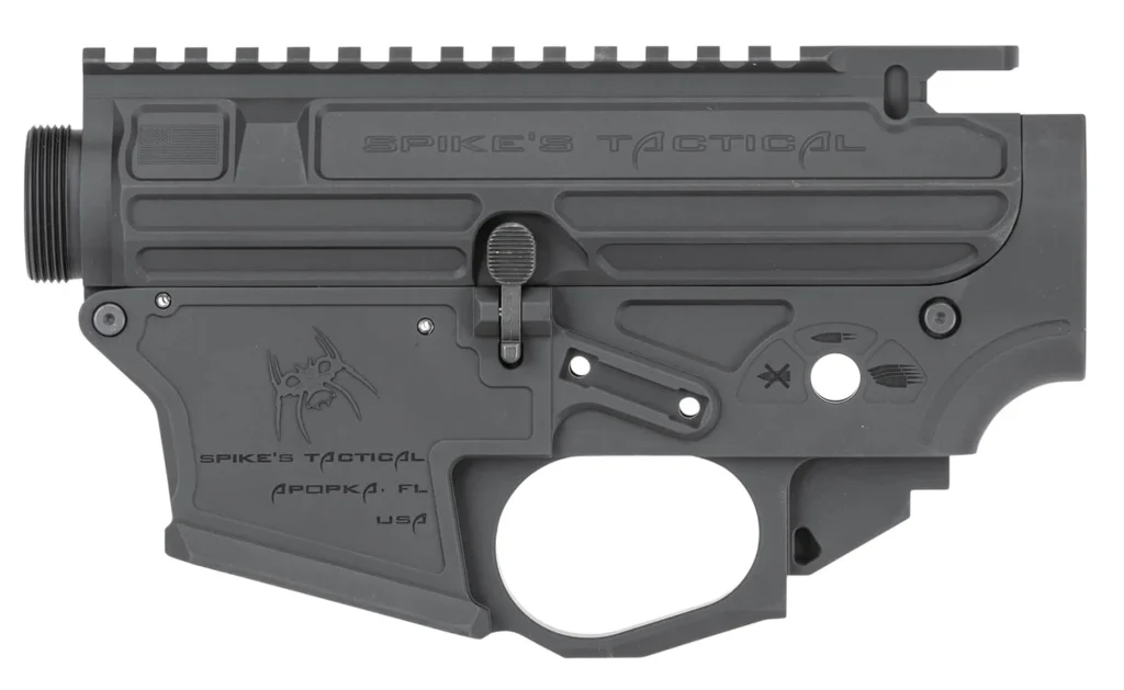 Spikes Tactical STSB920 Upper/Lower Set  AR-15 9mm Compatible w/Glock Mags, Black Hardcoat Anodized