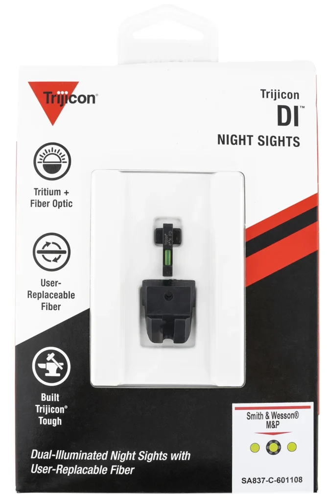 Trijicon 601108 DI Night Sight Set  Green/Tritium/Fiber Optic Front Sight-Green Tritium Black Outline Rear Sight Smith & Wesson M&P/M&P M2.0/SD9 VE