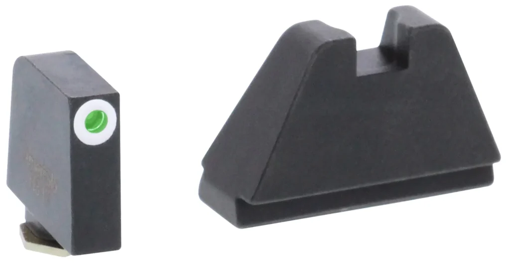 AmeriGlo GL482 Optic Compatible Sight Set for Glock  5XL Tall Green Tritium White Outline Front Sight-Black Rear Sight