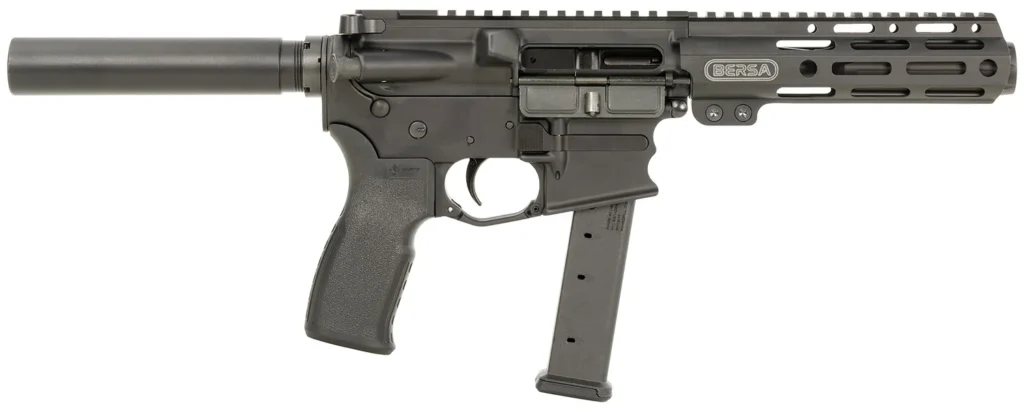 Bersa BAR9GL4BSC AR9  9mm Luger 33+1 4" Barrel, KAW Valley XL Compensator, Hard Coat Anodized Metal Finish, Magpul MOE+ Grip, Manual Safety