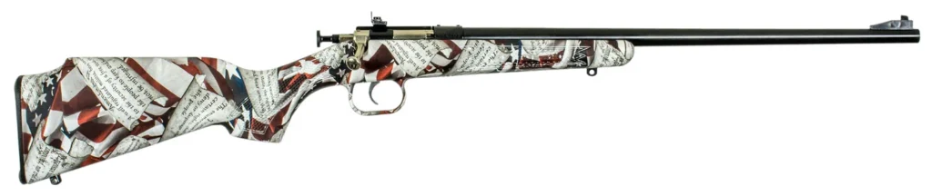 Crickett KSA2168 Youth  22 LR 1rd 16.12" Blued Barrel & Receiver, Fixed Front/Adjustable Rear Peep Sight, American Flag/Amendment Synthetic Stock w/11.5" LOP, Rebounding Firing Pin Safety