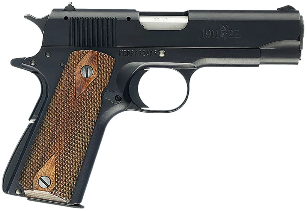 Browning 051803490 1911-22 A1 *CA Compliant Compact Frame 22 LR 10+1, 3.63" Stainless Steel Barrel, Matte Black Serrated Slide, Matte Black Aluminum Frame w/Beavertail